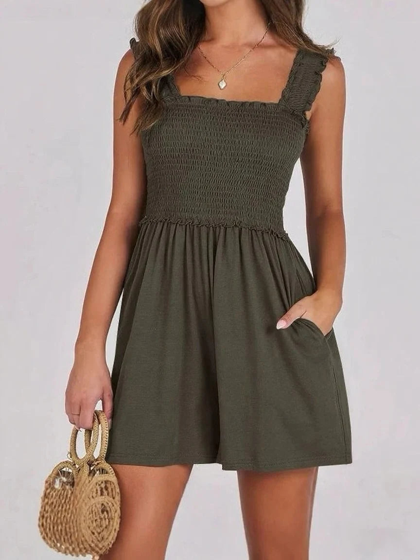 Summer new fashion braided strap overalls women 2025 independent station casual versatile wide-leg shorts women